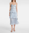 Feather Trimmed Silk-Blend Chiffon Maxi Dress