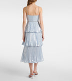 Feather Trimmed Silk-Blend Chiffon Maxi Dress