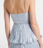 Feather Trimmed Silk-Blend Chiffon Maxi Dress