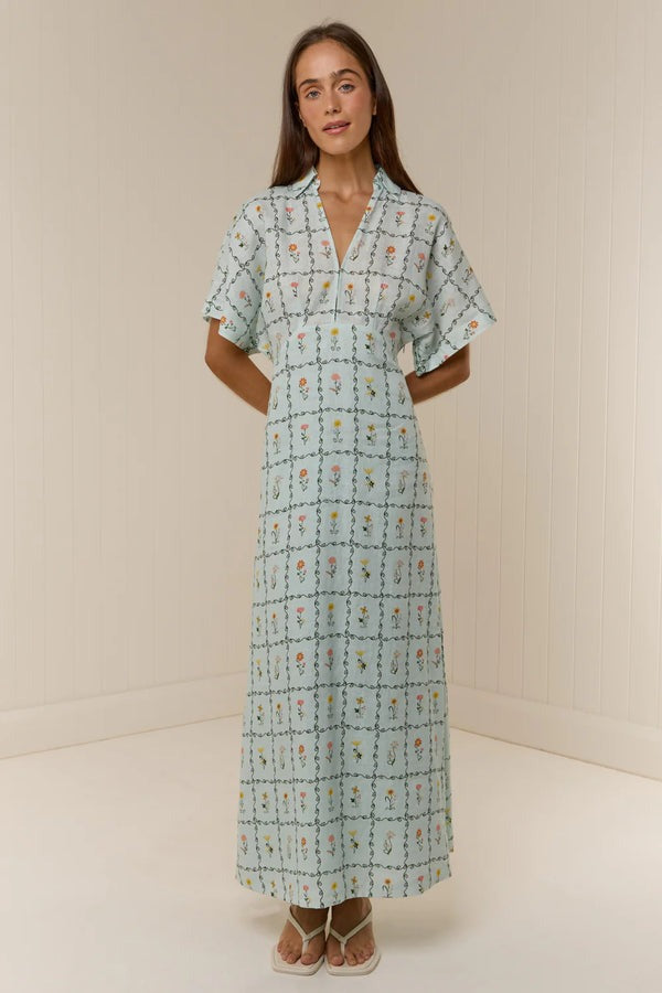 Garden Print Linen Maxi Dress