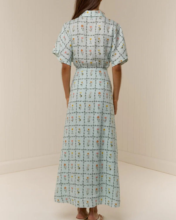 Garden Print Linen Maxi Dress