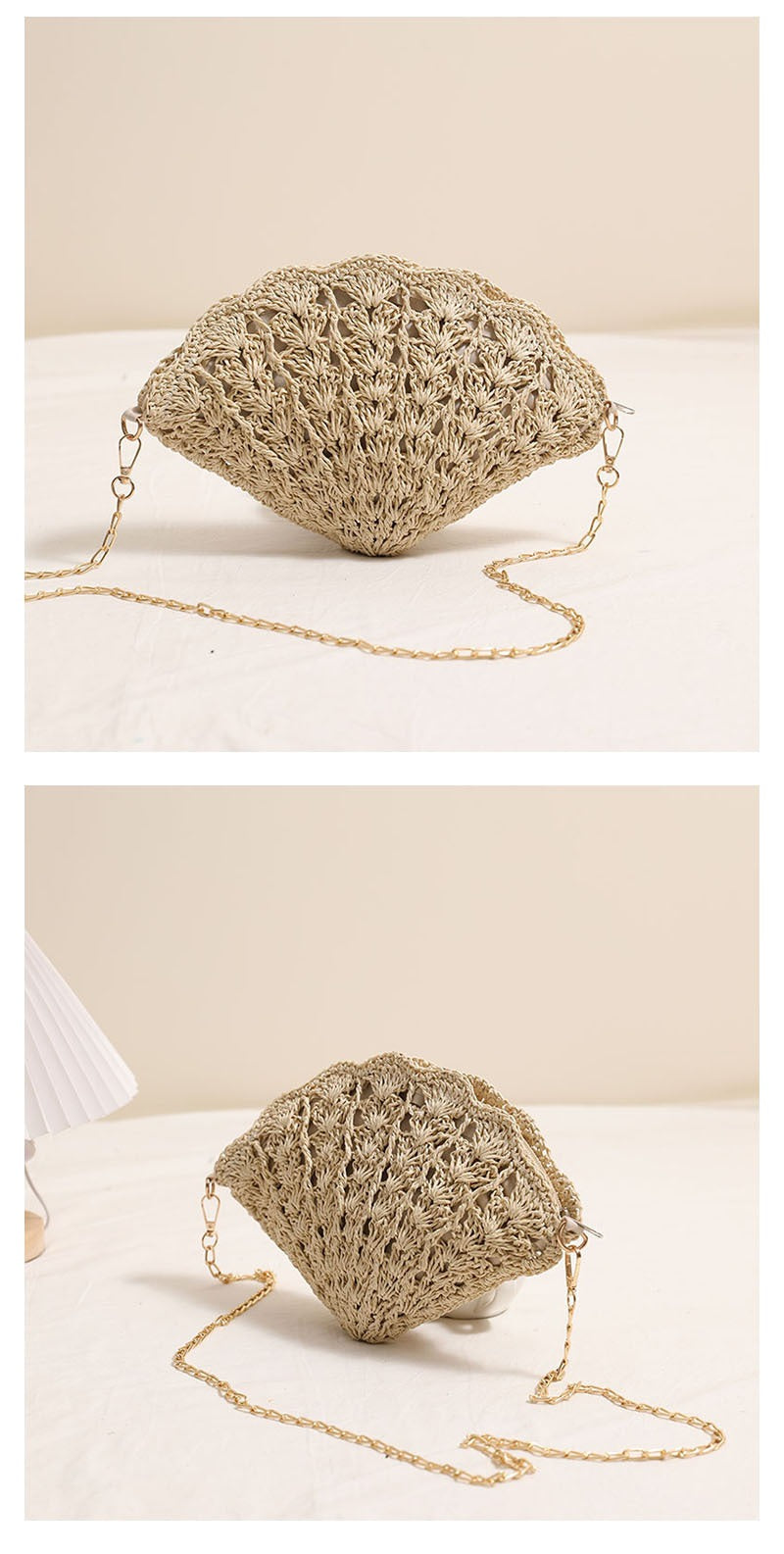 Fairy Shell Crossbody Straw Bag