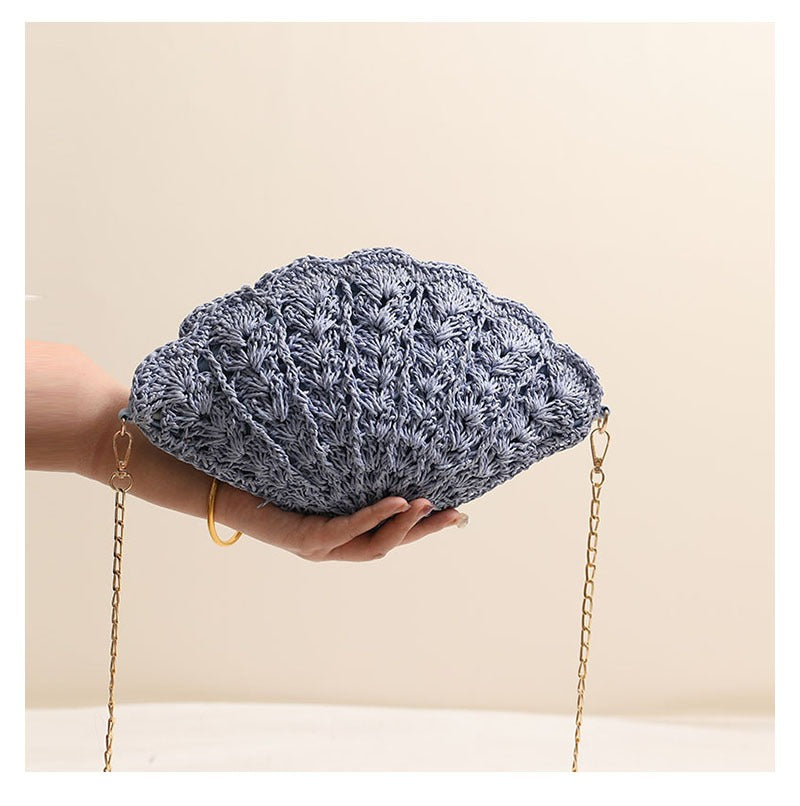Fairy Shell Crossbody Straw Bag