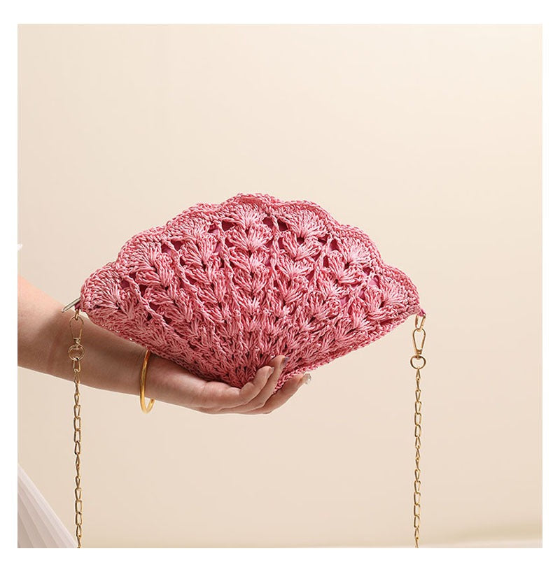 Fairy Shell Crossbody Straw Bag