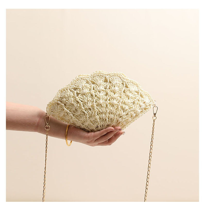 Fairy Shell Crossbody Straw Bag