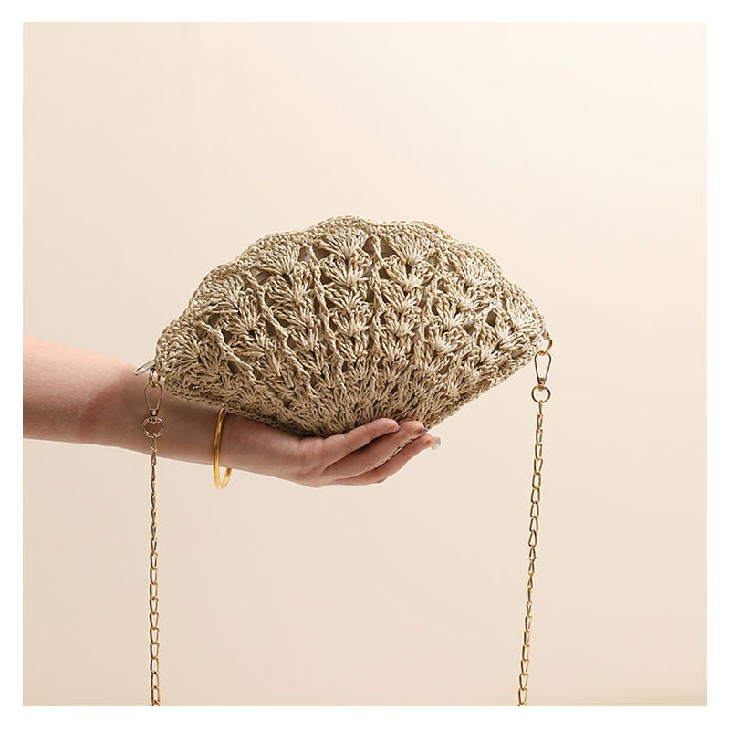 Fairy Shell Crossbody Straw Bag