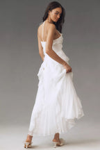Lorelie Halter Pleated Ruffled Gown