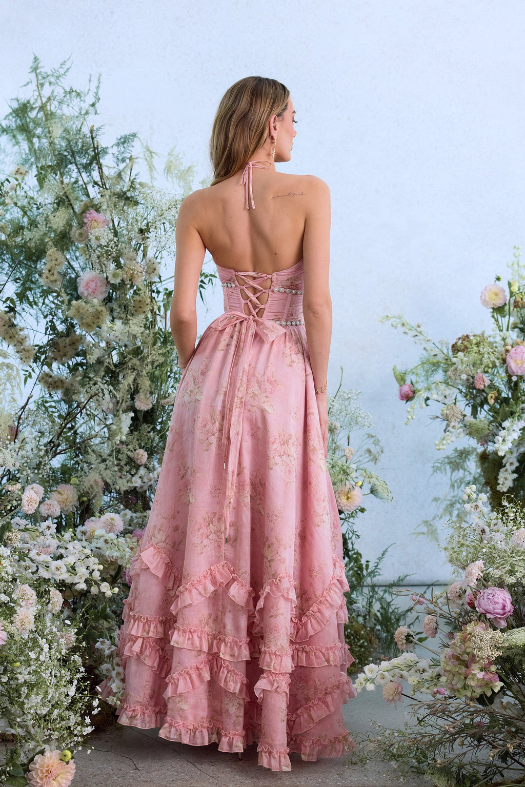 Scarlette Dress in Light Pink Tapestry Rose