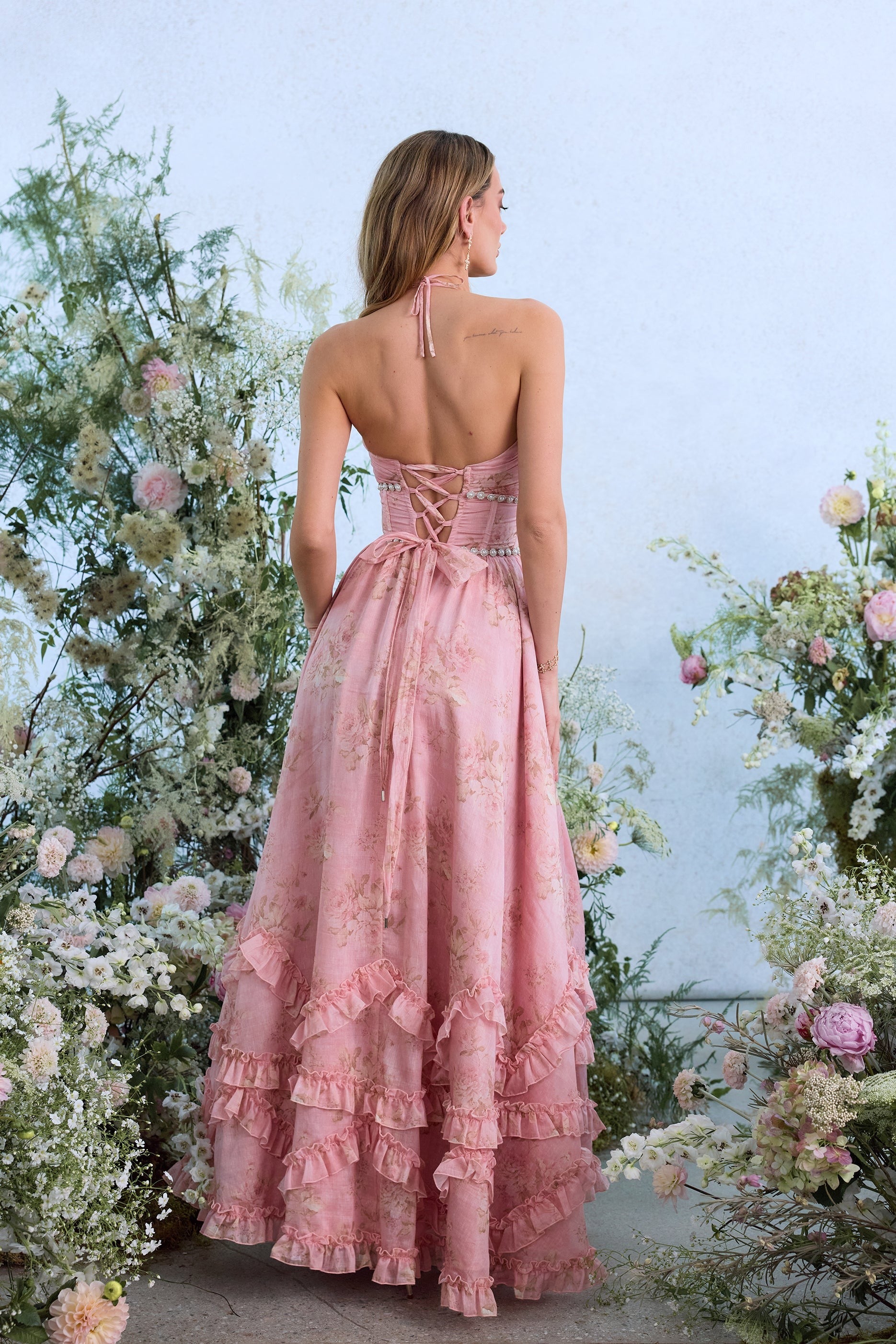 Scarlette Dress in Light Pink Tapestry Rose