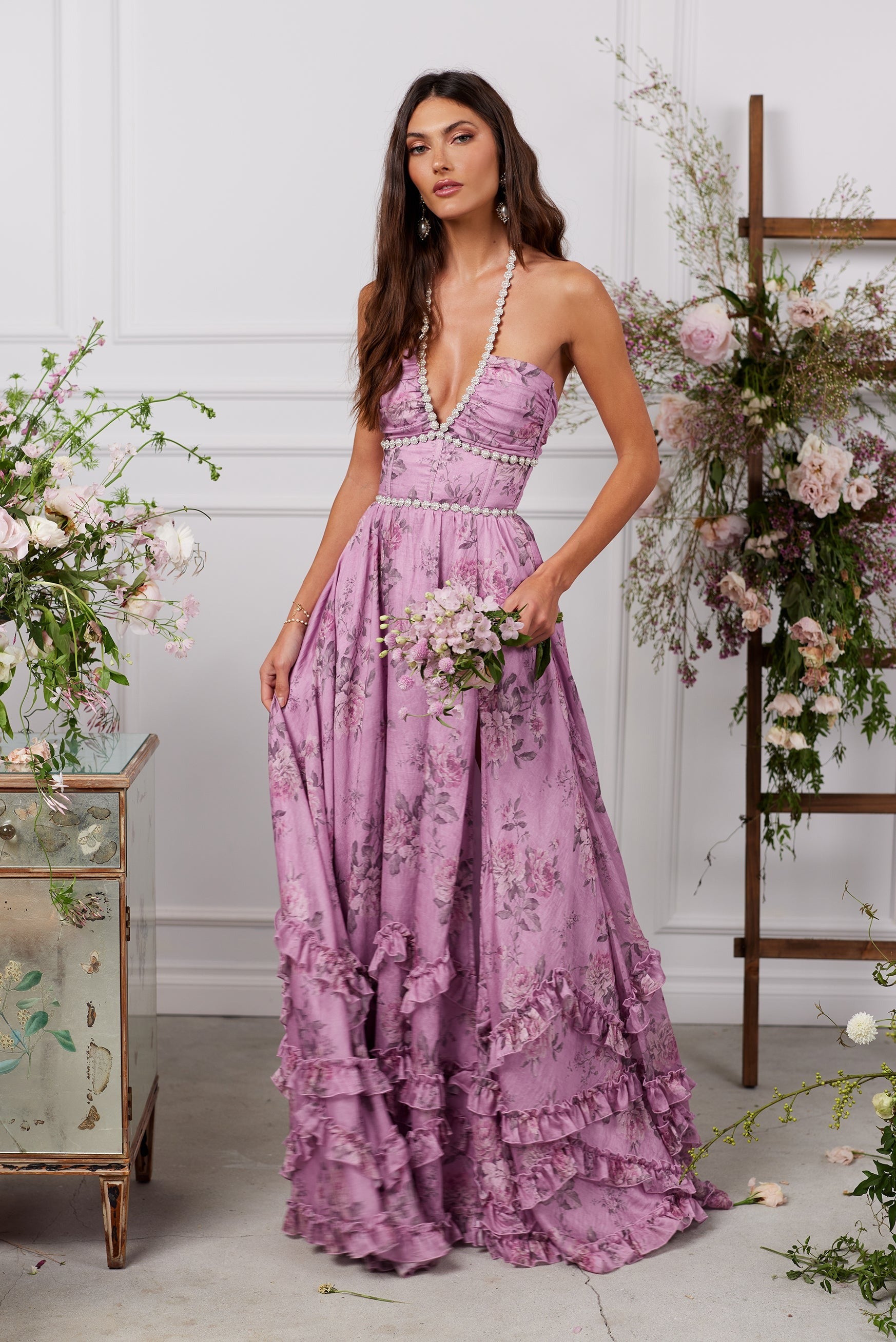 Scarlette Dress in Lilac Tapestry Rose