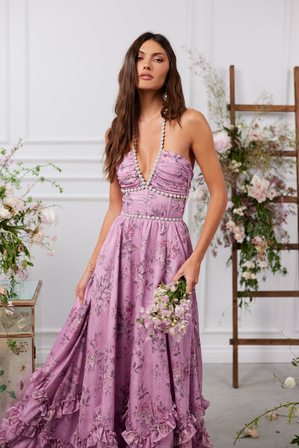 Scarlette Dress in Lilac Tapestry Rose