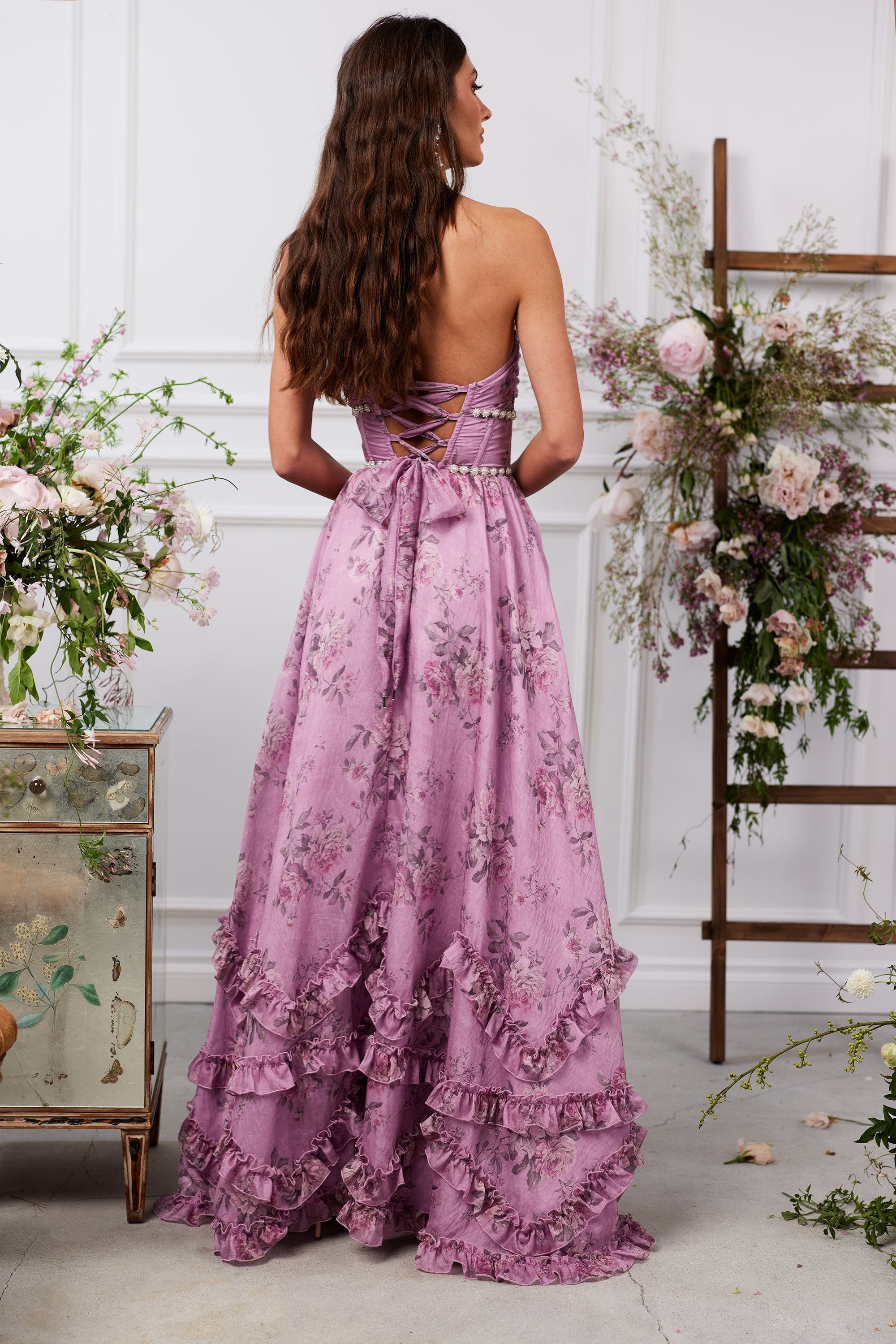 Scarlette Dress in Lilac Tapestry Rose