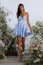 Savannah Mini Dress in Chambray Blue Baroque