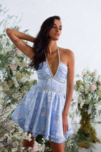 Savannah Mini Dress in Chambray Blue Baroque