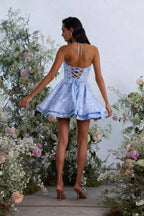 Savannah Mini Dress in Chambray Blue Baroque