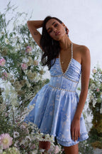 Savannah Mini Dress in Chambray Blue Baroque