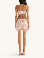 Yasmin Hand Beaded Bralette & Mini Skirt Set - Blush Pink