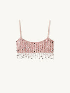 Yasmin Hand Beaded Bralette & Mini Skirt Set - Blush Pink