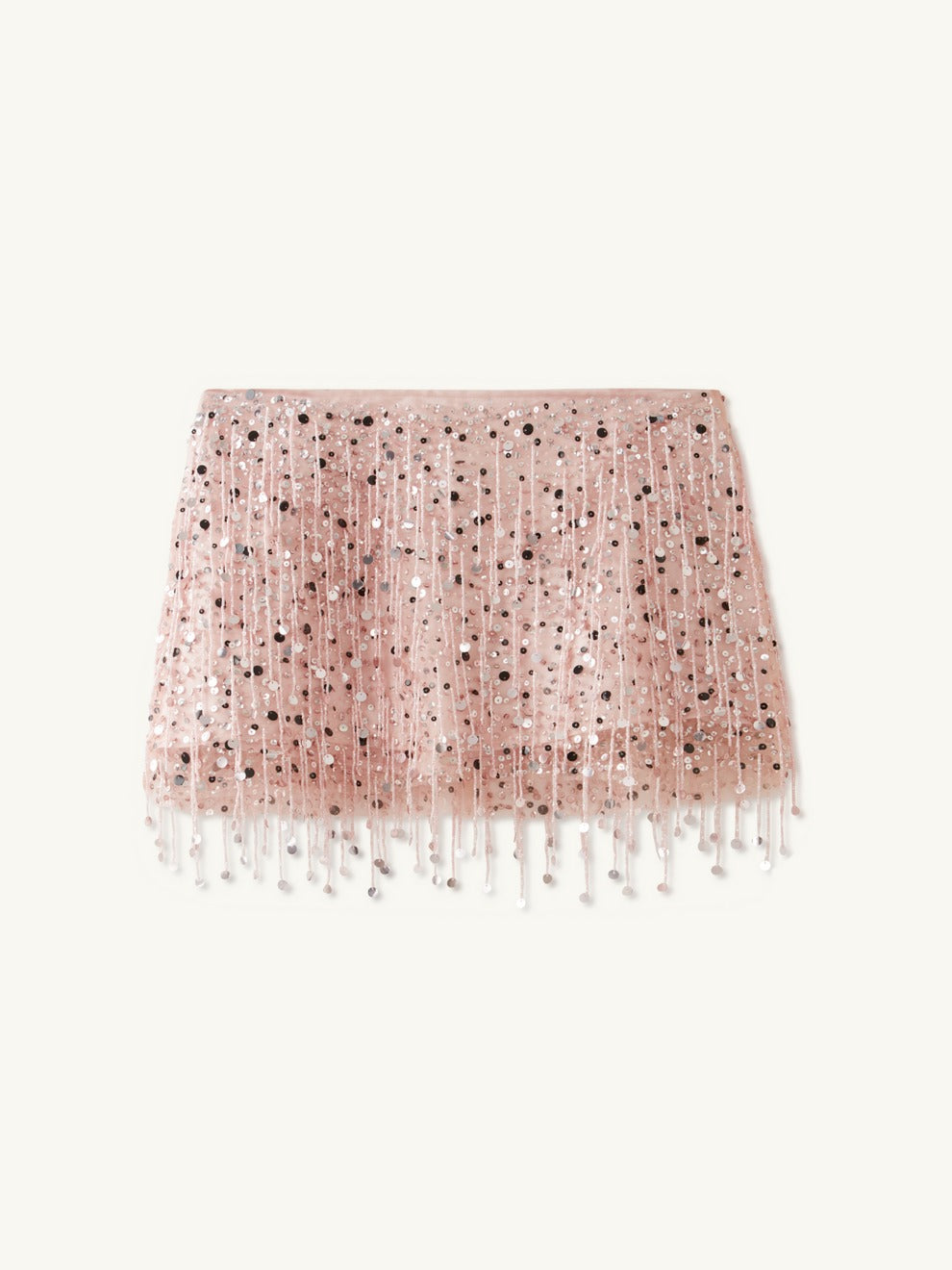 Yasmin Hand Beaded Bralette & Mini Skirt Set - Blush Pink