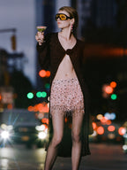 Yasmin Hand Beaded Bralette & Mini Skirt Set - Blush Pink