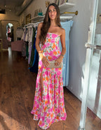 Filomena Floral Dress - Red