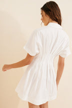 Button-Front Pleated Mini Shirtdress