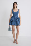 Blue Denim Ruffle Dress