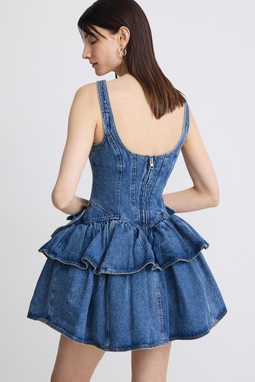 Blue Denim Ruffle Dress