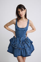 Blue Denim Ruffle Dress