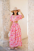 Amalfi Coast Cut-Out Maxi Dress – Pink Shell Print