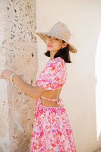 Amalfi Coast Cut-Out Maxi Dress – Pink Shell Print