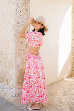 Amalfi Coast Cut-Out Maxi Dress – Pink Shell Print