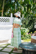 Provence Palm Cut-Out Maxi – Sage & Cream