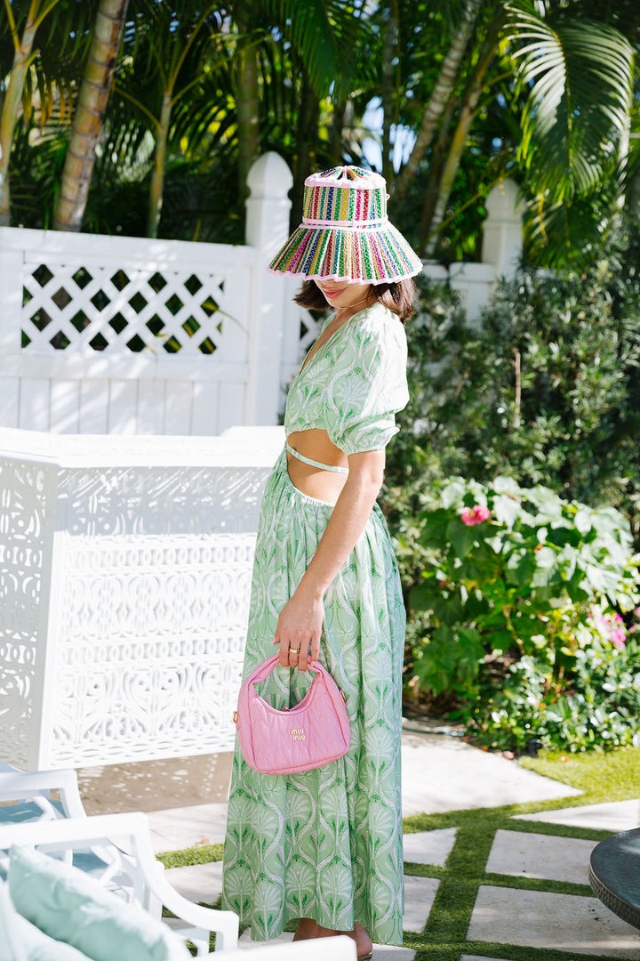 Provence Palm Cut-Out Maxi – Sage & Cream