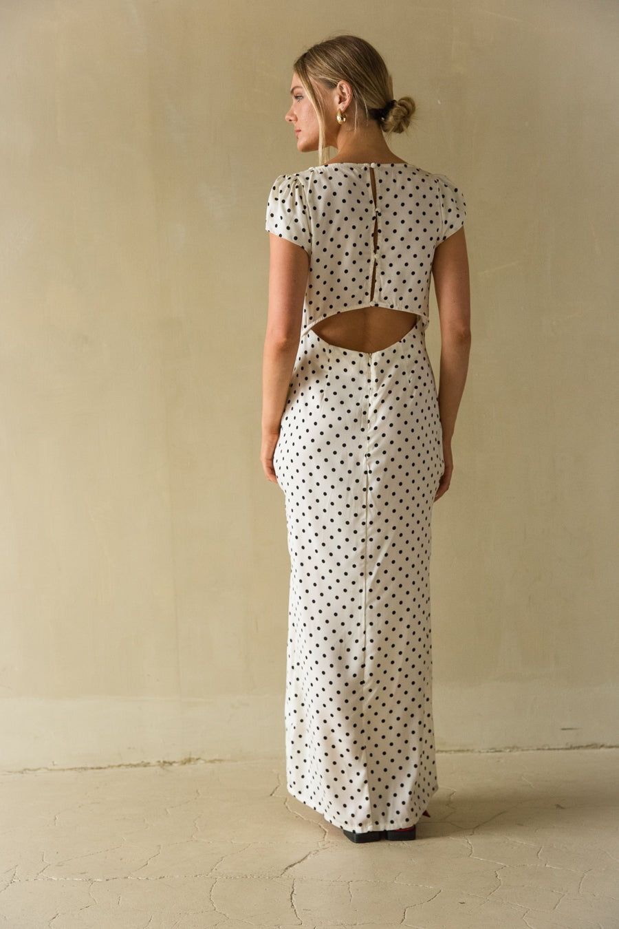 Belladonna Lace-Trim Polka Dot Maxi Dress