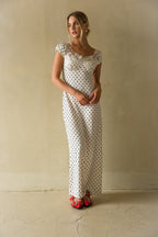 Belladonna Lace-Trim Polka Dot Maxi Dress