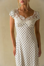Belladonna Lace-Trim Polka Dot Maxi Dress