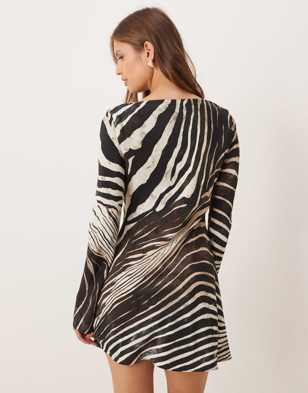 Long Sleeve Mini Dress in Zebra Print