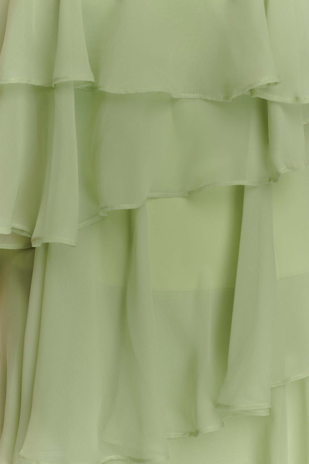 Sage Green Strapless Tiered Ruffle Maxi Dress