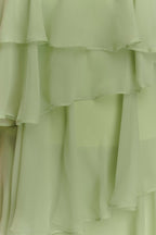 Sage Green Strapless Tiered Ruffle Maxi Dress