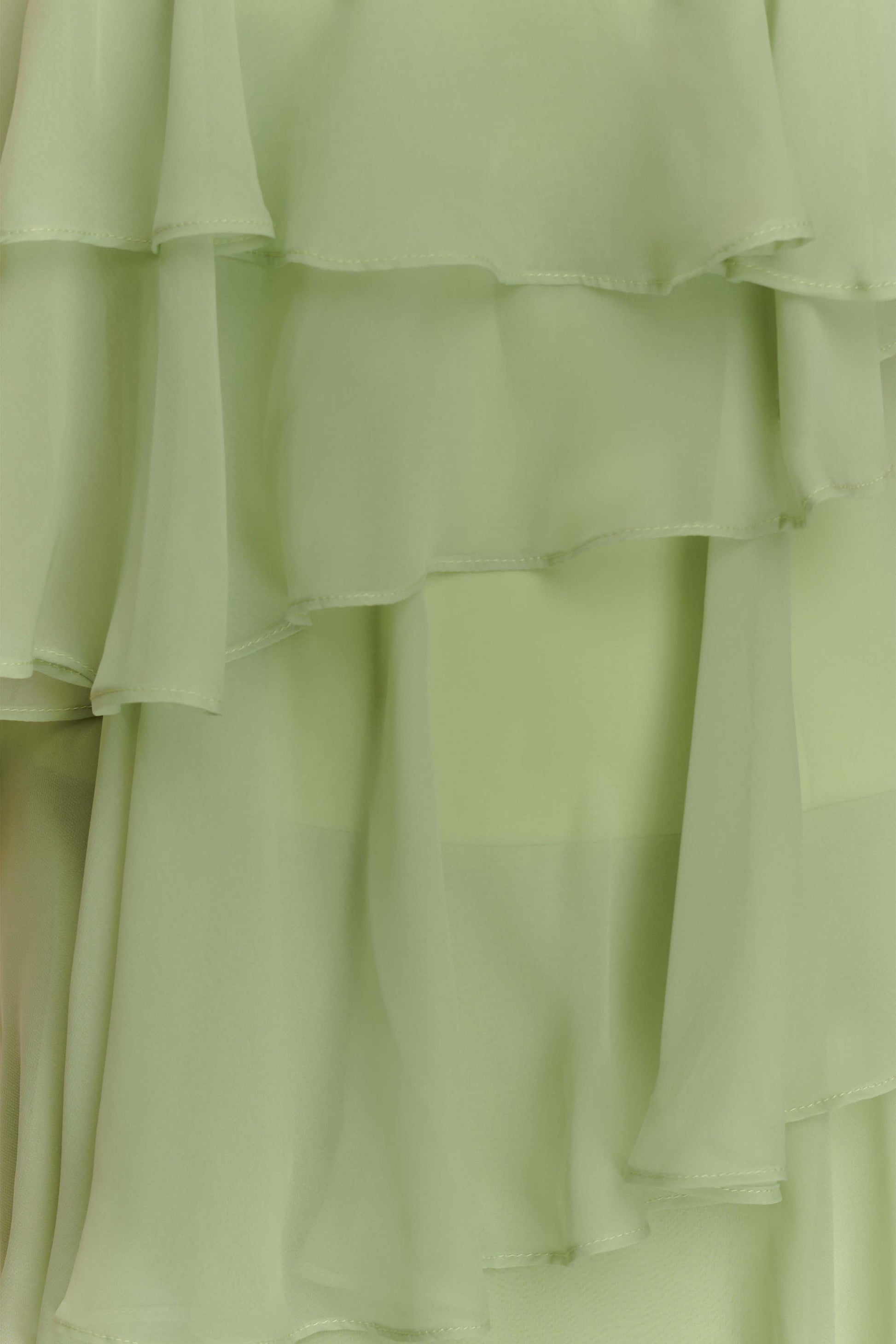 Sage Green Strapless Tiered Ruffle Maxi Dress