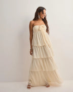 Aria Tiered Chiffon Maxi Dress – Antique Cream