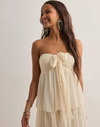Aria Tiered Chiffon Maxi Dress – Antique Cream