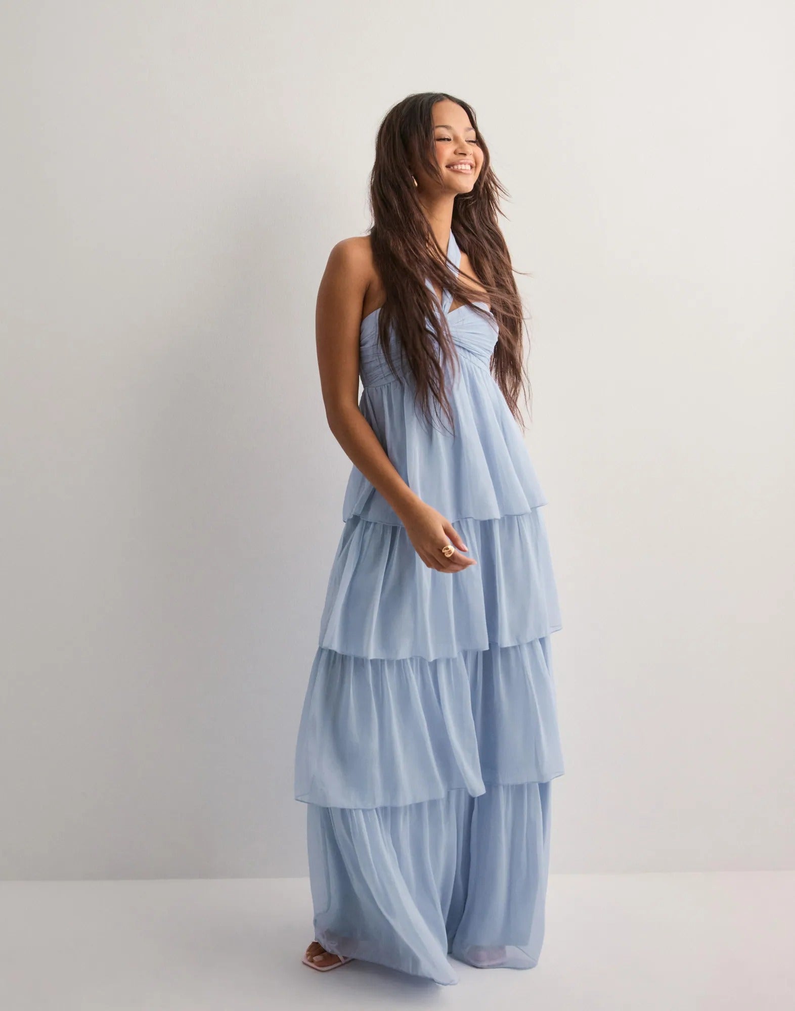 Aria Halter Chiffon Maxi Dress – Sky Blue