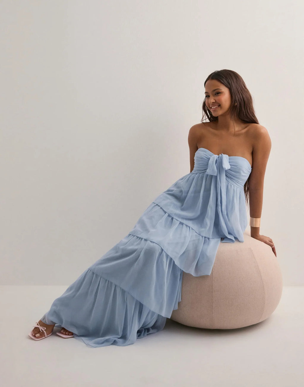 Aria Halter Chiffon Maxi Dress – Sky Blue