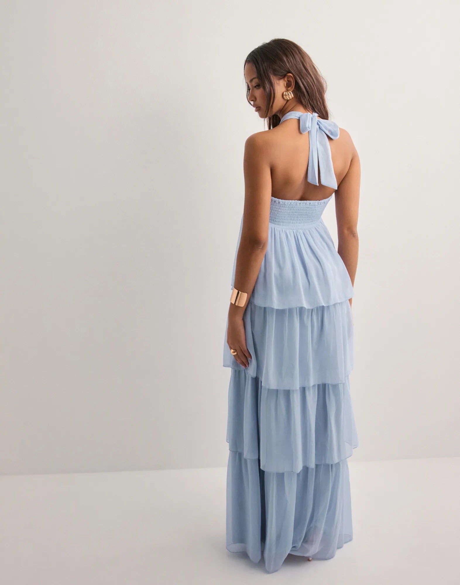 Aria Halter Chiffon Maxi Dress – Sky Blue
