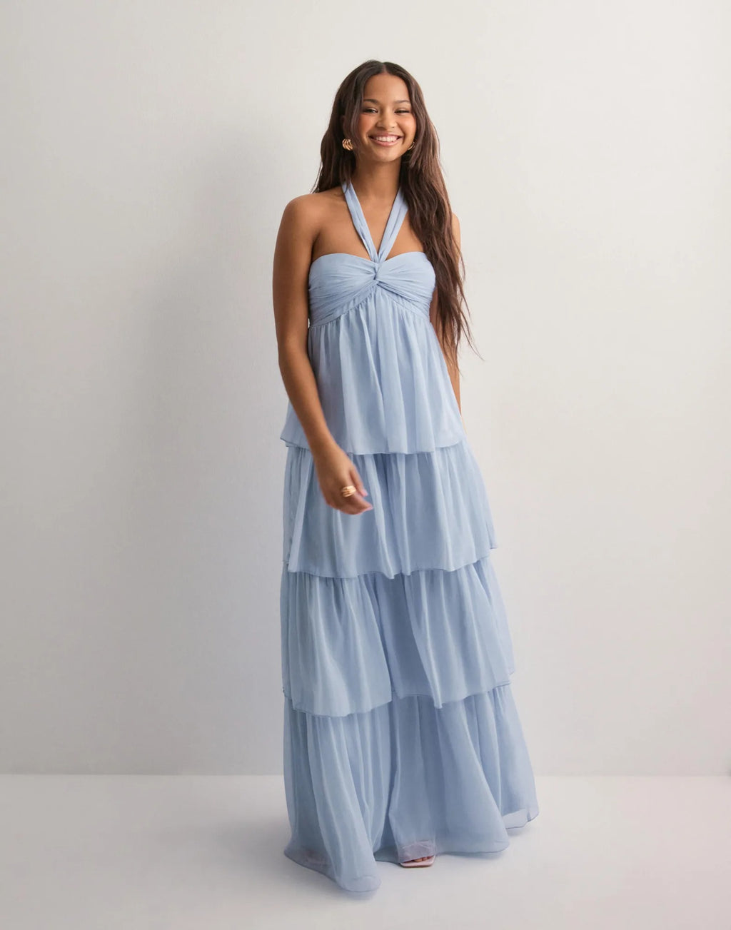 Aria Halter Chiffon Maxi Dress – Sky Blue