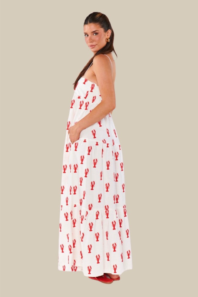 Long Weekend Lobster Print Maxi Dress