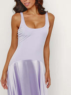 Lilac Curved Drop Waist Maxi Dress