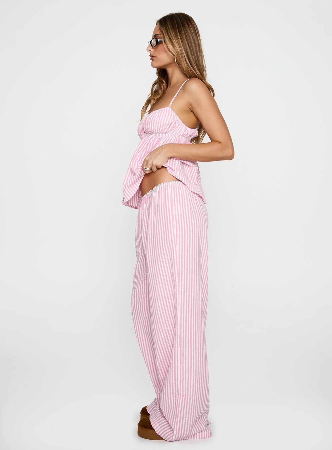 Candy Pink Striped Seersucker Matching Set